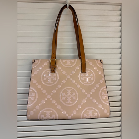Tory Burch Pink and Tan Tote Bag - Picture 3 of 12